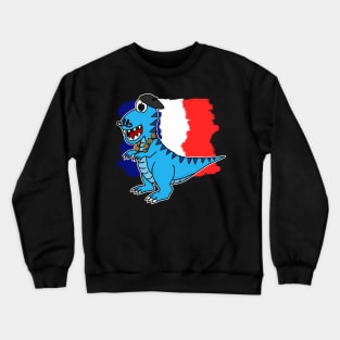 Bastille Day 14 July French Dinosaur Tyrannosaurus Funny Crewneck Sweatshirt